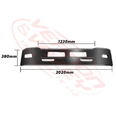 3092090-06 - FRONT BUMPER - NARROW CAB - 380MM DEEP - BLACK - ISUZU FRR/FSR/FTR/FVR 2008 - H/L IN CORNER PANEL AFTERMARKET