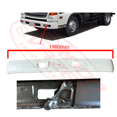 3191090-07S - FRONT BUMPER - NARROW - W/OUT HEADLAMP OR FOGLAMP - HINO RANGER PRO FC/FD/FG/FM 2002- GENUINE RECYCLED
