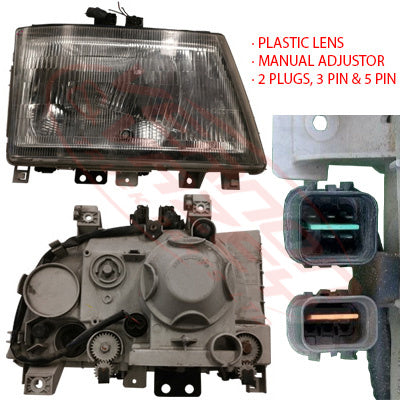 3798194-82S - HEADLAMP - R/H - PLASTIC - MANUAL ADJ - MITSUBISHI CANTER FE7/FE8 2005- GENUINE RECYCLED