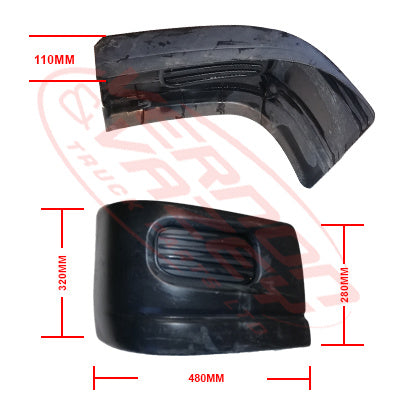 3798290-32S - FRONT BUMPER END - R/H - W/O FOG HOLE - WIDE - 320MM DEEP - MITSUBISHI CANTER FE 2011- GENUINE RECYCLED