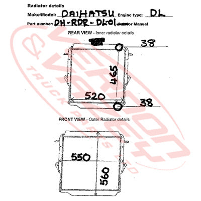 RADIATOR - SERVICED - DAIHATSU - DH-RDR-DL-01