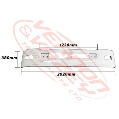 3092090-06 - FRONT BUMPER - NARROW CAB - 380MM DEEP - BLACK - ISUZU FRR/FSR/FTR/FVR 2008 - H/L IN CORNER PANEL