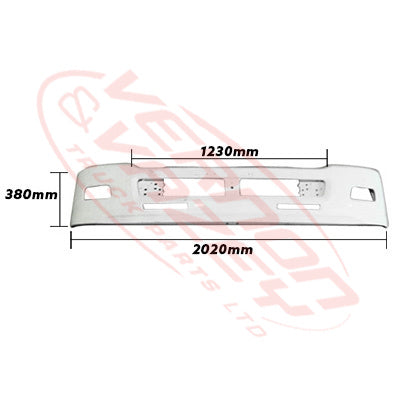 3092090-06S - FRONT BUMPER - NARROW CAB - 380MM DEEP - ISUZU FRR/FSR/FTR/FVR 2008 - H/L IN CORNER PANEL GENUINE RECYCLED