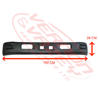 3097290-02 - FRONT BUMPER - WIDE - W/REMOVEABLE FOG LAMP COVER - BLACK - ISUZU NKR/NPR 2009- AFTERMARKET