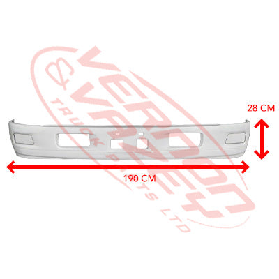3097290-02W - FRONT BUMPER - WIDE - W/REMOVEABLE FOG LAMP COVER - WHITE - ISUZU NKR/NPR 2009- AFTERMARKET