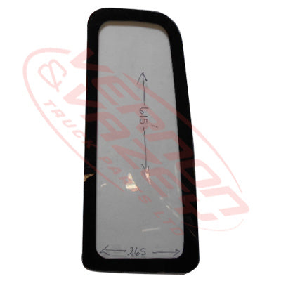 3191010-75S - GLASS - L/H - REAR PILLAR - W/BLACK EDGING - HINO RANGER PRO FC/FD/FG/FM 2002- GENUINE RECYCLED