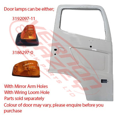 3192010-02 - FRONT DOOR - R/H - W/MIRROR HOLES - HINO RANGER 500 2015- AFTERMARKET