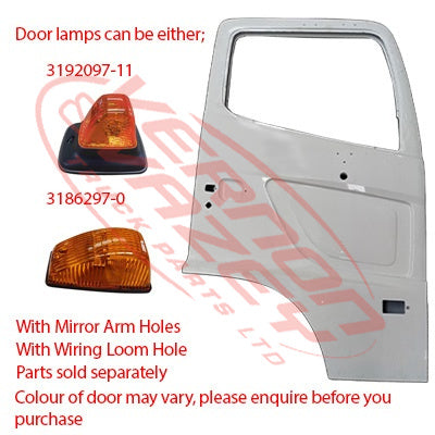 3192010-02s - FRONT DOOR - R/H - W/MIRROR HOLES - HINO RANGER PRO FC/FD/FG/FM 2015- GENUINE RECYCLED
