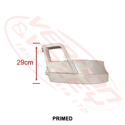 3575391-27 - FRONT BUMPER END - L/H - 29cm HIGH - PRIMED - MERCEDES BENZ ACTROS - MP4 - (SUIT TEAR DROP HEADLAMP TYPE)