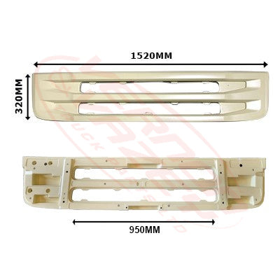 6594099-00 - GRILLE PANEL - LOWER (FITS BETWEEN HEADLAMPS) - 1520x320mm - CHASSIS 1020mm - SCANIA R TRUCK - 2009- HIGH BUMPER