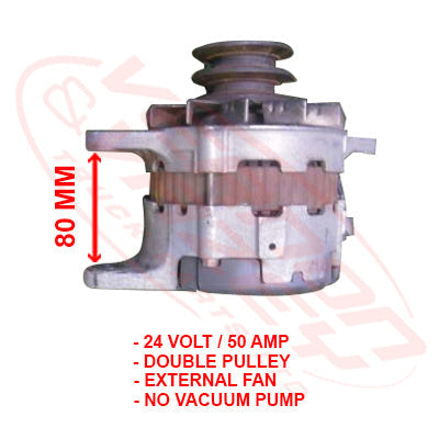 HN-ALT-J08C-01S - HINO ENGINE PARTSALTERNATOR - 24V - 50 AMP TO SUIT HINO J08C