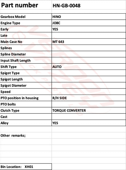 GEARBOX - AUTOMATIC - HINO MT643 - HN-GB-0048