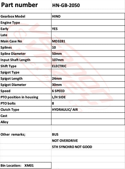 GEARBOX - BUS - HINO 33111-2050 - HN-GB-2050