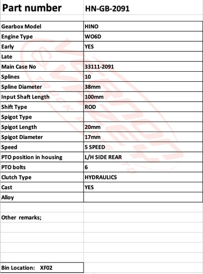 GEARBOX - HINO 33111-2091 - HN-GB-2091