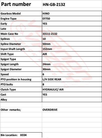 GEARBOX - HINO 33111-2132 - HN-GB-2132