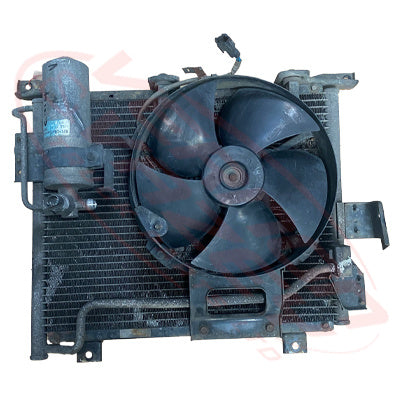 IS-ACCON-4HF1-01S - ISUZU ENGINE PARTS - AIRCON CONDENSER - WITH COMPLETE FAN TO SUIT ISUZU 4HF1 - NISSAN ATLAS 1997