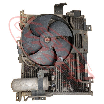 AIRCON CONDENSER - WITH COMPLETE FAN - NISSAN ATLAS - ISUZU 4HF1 - IS-ACCON-4HF1-03S