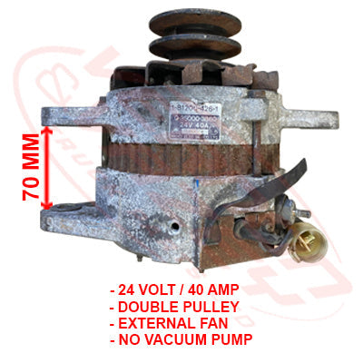 IS-ALT-6WA1-01S - ISUZU ENGINE PARTS - ALTERNATOR - 24V - 40 AMP TO SUIT ISUZU 6WA1 6Q6R 4BG1T