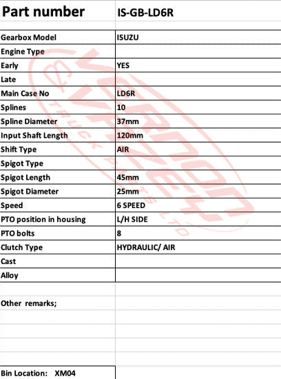 GEARBOX - LD6R - ISUZU - IS-GB-LD6R