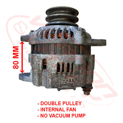 MS-ALT-4D34-1 - MITSUBISHI ENGINE PARTS - ALTERNATOR - 24V - 35 AMP - INT FAN - DOUBLE PULLEY TO SUIT MITSUBISHI 4D32/33/34/35/36