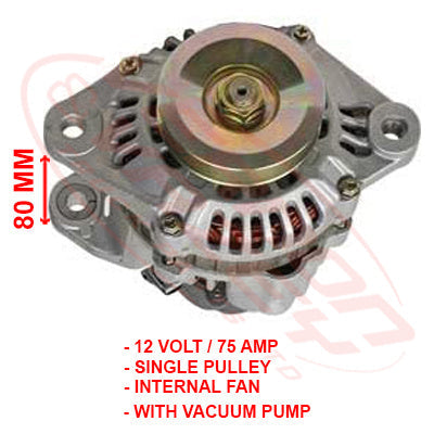 MS-ALT-4DR7-1S - MITSUBISHI ENGINE PARTS - ALTERNATOR - 12V - 75 AMP TO SUIT MITSUBISHI 4DR7 / LATE 4DR5
