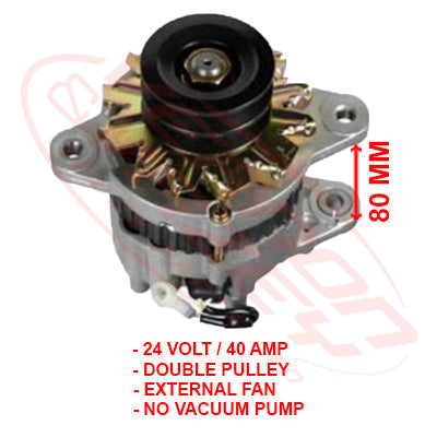 MS-ALT-6D14-4S - MITSUBISHI ENGINE PARTS - ALTERNATOR - 24V - 40 AMP TO SUIT MITSUBISHI 6D14/6D15/6D16/6D17/6D22