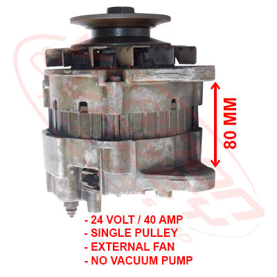MS-ALT-8DC8-01S - MITSUBISHI ENGINE PARTS - ALTERNATOR - 24V - 40 AMP TO SUIT MITSUBISHI 8DC8