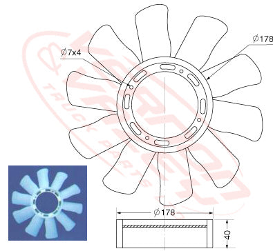 MS-FAN-4D34T - MITSUBISHI ENGINE PARTS - FAN BLADE - 10 BLADE - 430MM TO SUIT MITSUBISHI 4D34T