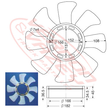 FAN BLADE - 8 BLADE - 430mm - MITSUBISHI 6D31 - MS-FAN-6D31