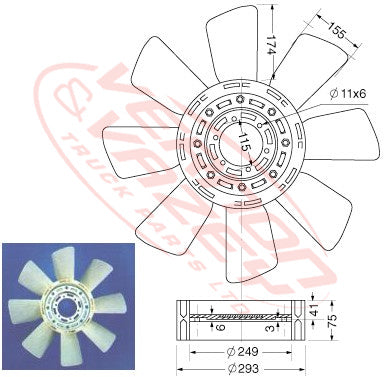 FAN BLADE - 8 BLADE - 660mm - MITSUBISHI 8DC9 - MS-FAN-8DC9