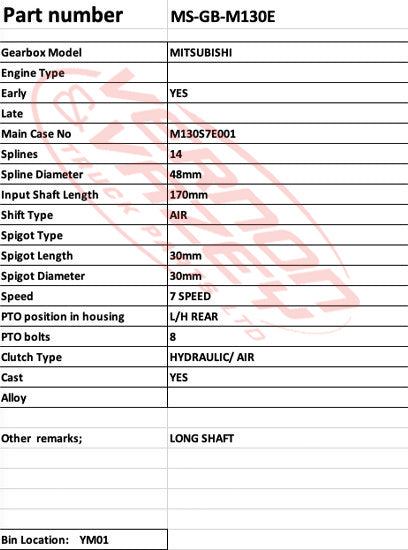 GEARBOX - 7 SPEED - MITSUBISHI - 8DC9 - MS-GB-M130E
