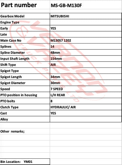 GEARBOX - 7 SPEED - MITSUBISHI - 8DC9 - MS-GB-M130F