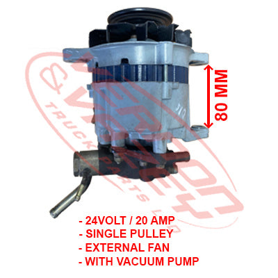 ALTERNATOR - 24V - 20 AMP - SINGLE PULLEY - MAZDA SL - WITH VACUUM PUMP - MZ-ALT-HA-01S