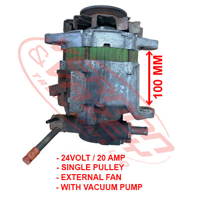 ALTERNATOR - 24V - 20 AMP - SINGLE PULLEY - MAZDA SL - WITH VACUUM PUMP - MZ-ALT-HA-02S