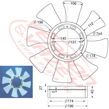 FAN BLADE - 8 BLADE - 420mm - MAZDA TF - MZ-FAN-TF