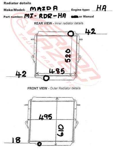 RADIATOR - REPAIRED - MAZDA HA - MZ-RDR-HA