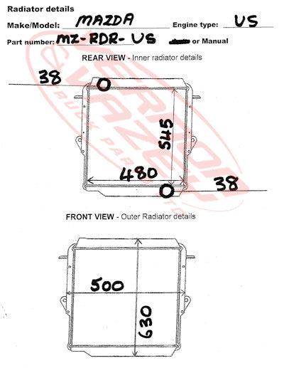 RADIATOR - REPAIRED - MAZDA VS - MZ-RDR-VS