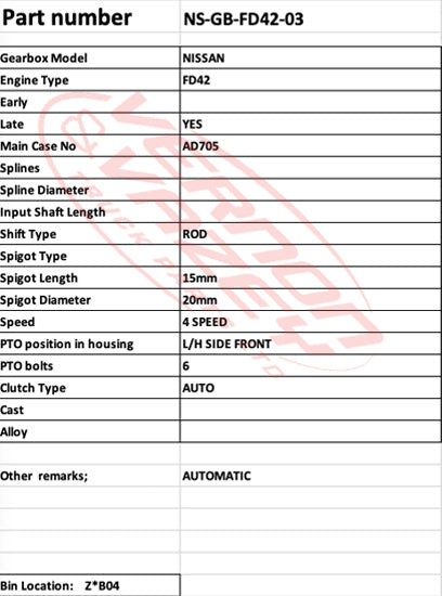 GEARBOX - AUTOMATIC - NISSAN - FD42 - NS-GB-FD42-03