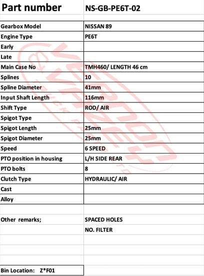 GEARBOX - 5 SPEED - MANUAL - TURBO - NISSAN - PE6 - NS-GB-PE6T-02