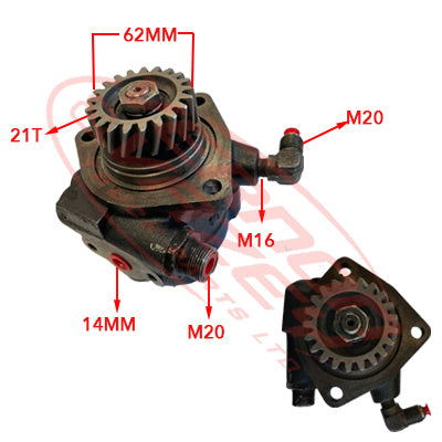 POWER STEERING PUMP - HELICAL CUT GEAR - 21 TEETH - NISSAN FE6 - NS-PSP-FE6-02S
