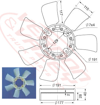 FAN BLADE - 7 BLADE - 430mm - TOYOTA 3L - TY-FAN-3L-1