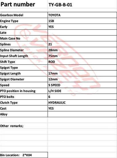 GEARBOX - 11B/13B/14B/15B - TOYOTA - EARLY - TY-GB-B-01