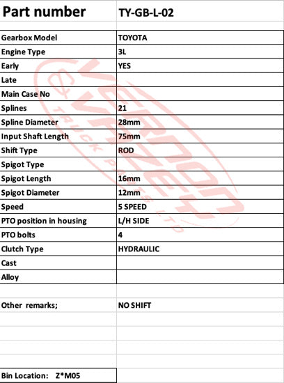 GEARBOX - 3L - CAST BODY - TOYOTA - TY-GB-L-02