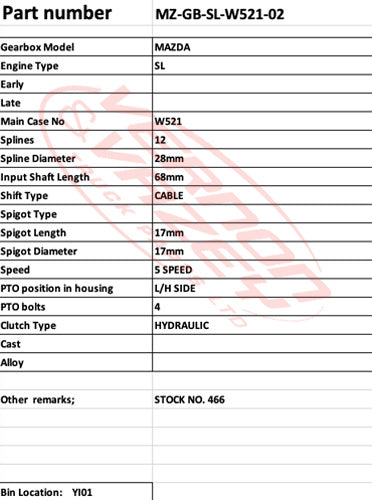 GEARBOX - TURBO - MAZDA - SL - 10 SPEED - MZ-GB-SLT-02
